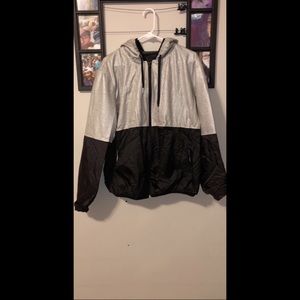 Grey and black windbreaker